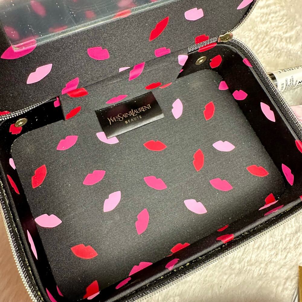 SOLD YSL Yves Saint Laurent Black patent faux leather beauty case crossbody b… - Picture 5 of 15